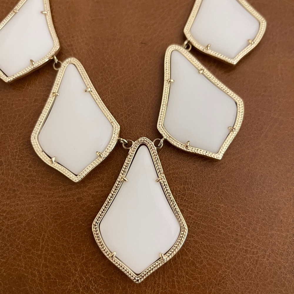 Kendra Scott Kensey White and Gold Statement Necklace - Picture 2 of 5